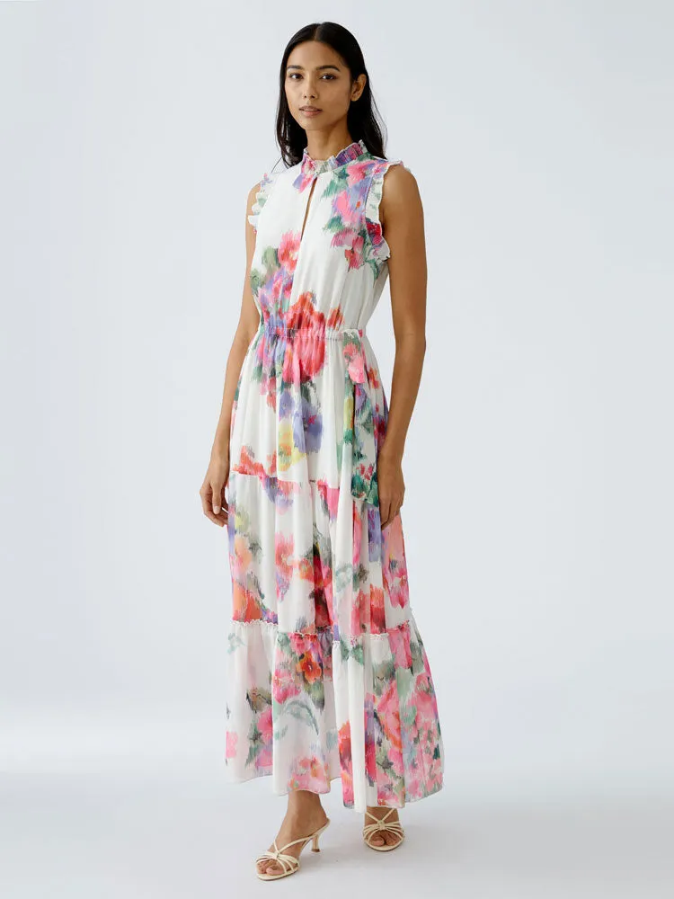 Oui Flower Patterned Dress Pink & Green