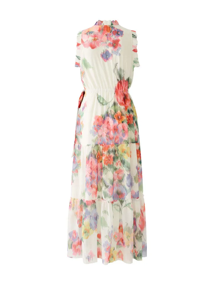 Oui Flower Patterned Dress Pink & Green
