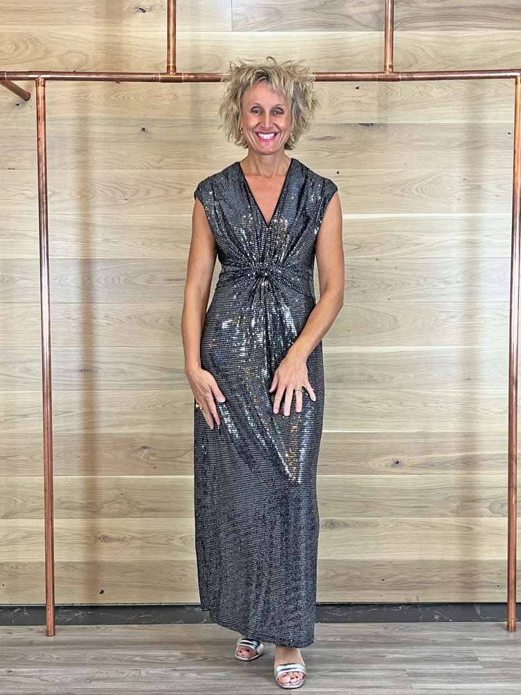 Oui Metallic Knot Dress Black