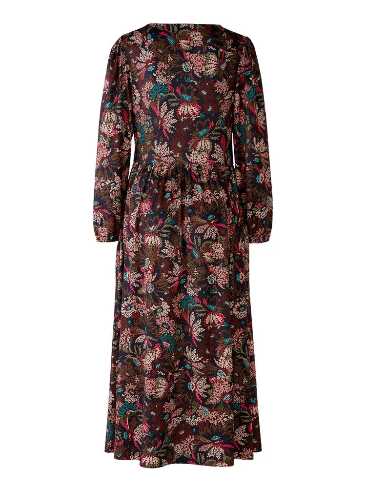 Oui Midi Dress Brown & Red
