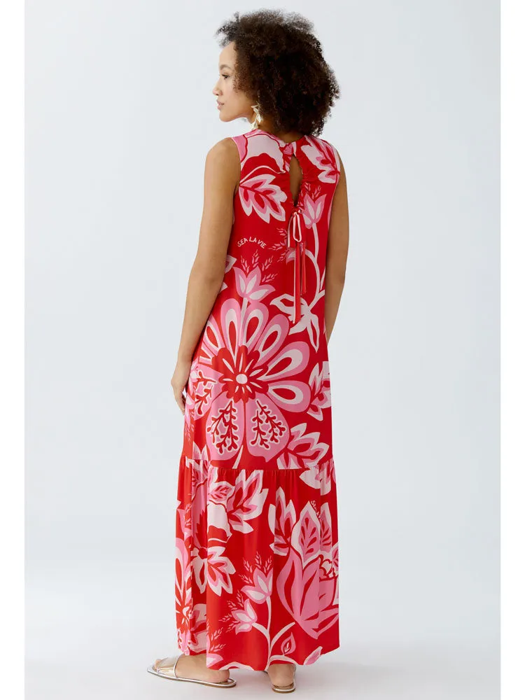 Oui Printed Dress Red & Pink