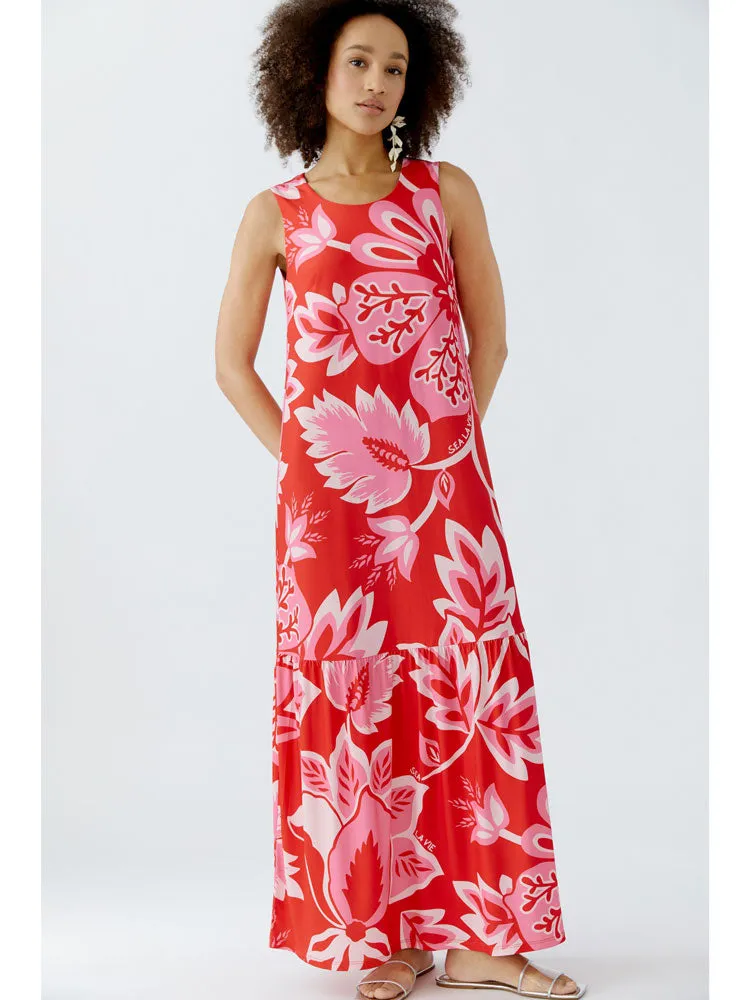Oui Printed Dress Red & Pink