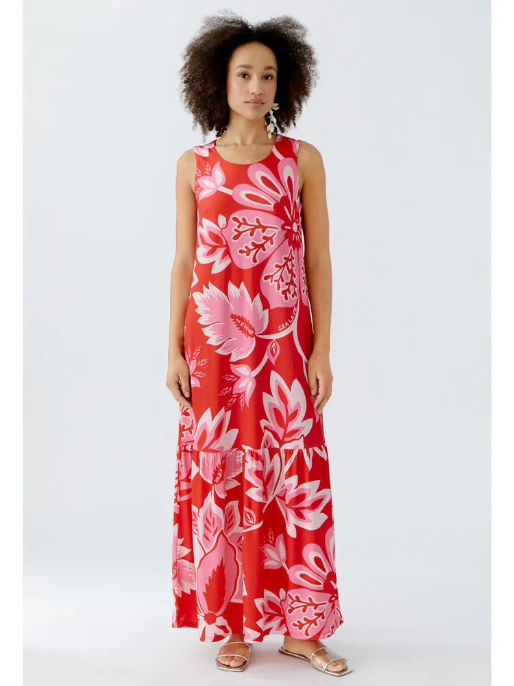 Oui Printed Dress Red & Pink