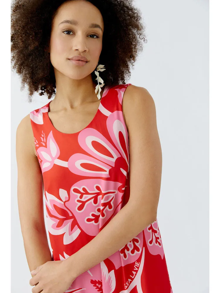 Oui Printed Dress Red & Pink