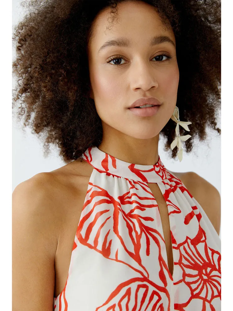 Oui Shell Print Dress Red & White