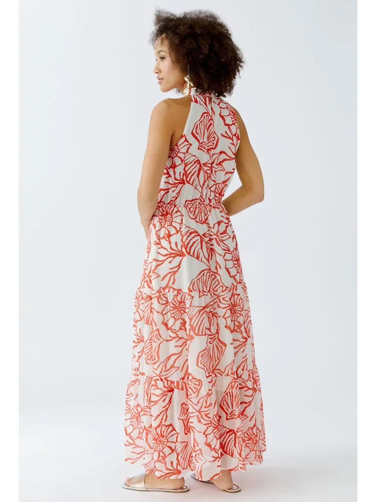 Oui Shell Print Dress Red & White