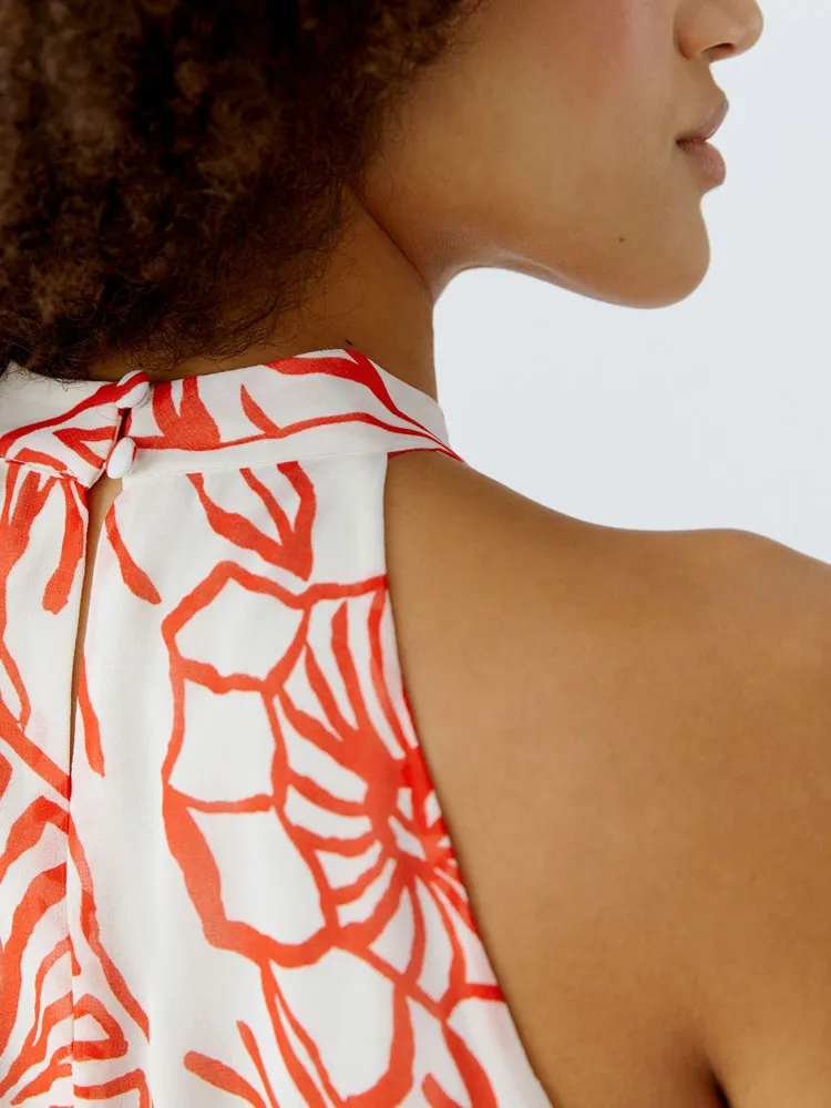 Oui Shell Print Dress Red & White