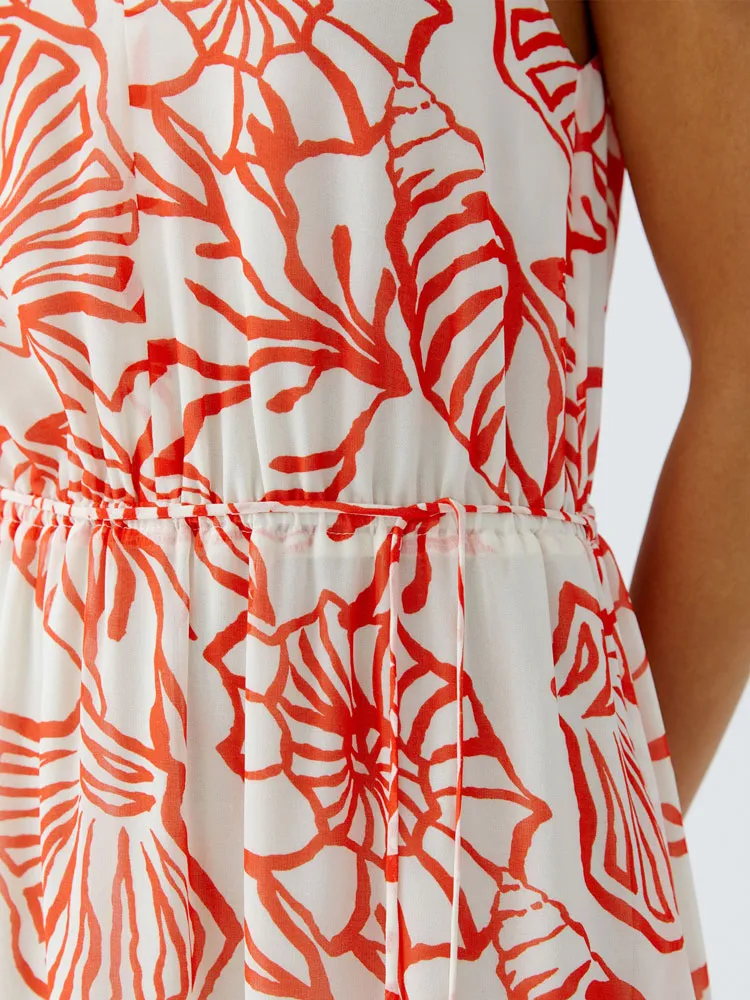 Oui Shell Print Dress Red & White