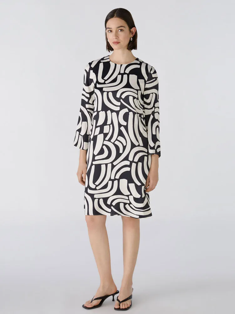 Oui Short Dress Black & Off White