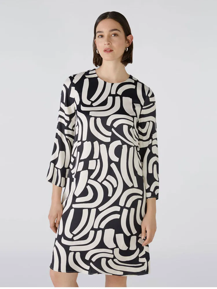 Oui Short Dress Black & Off White