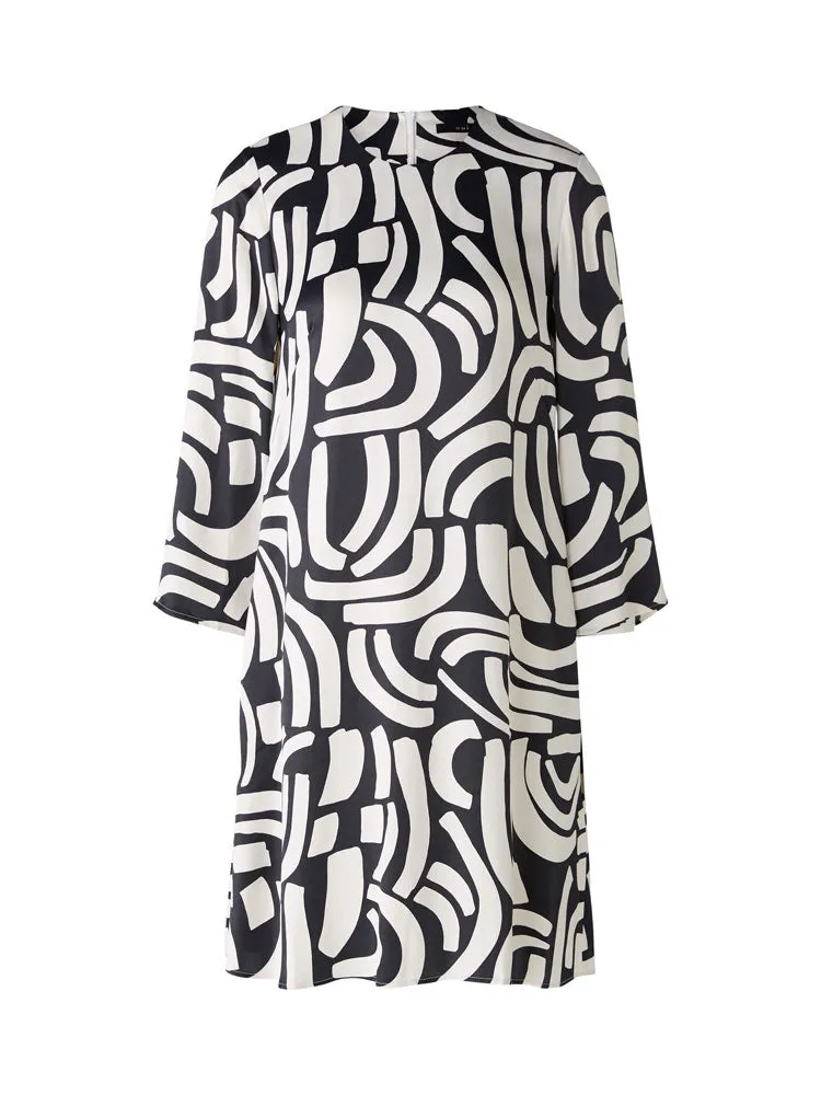 Oui Short Dress Black & Off White