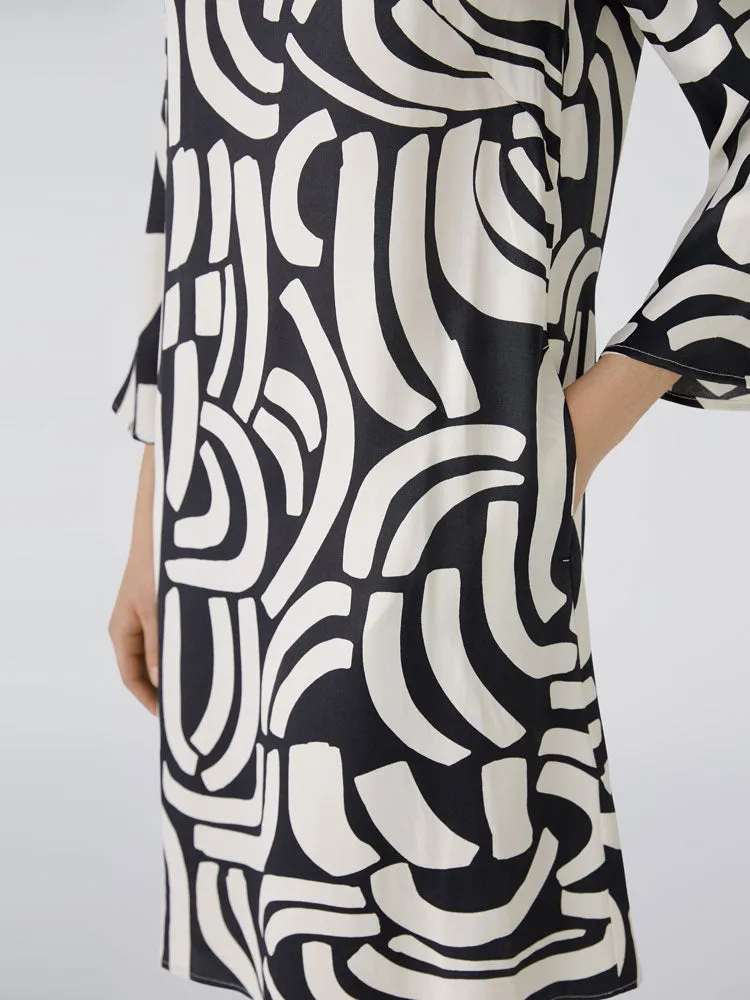 Oui Short Dress Black & Off White