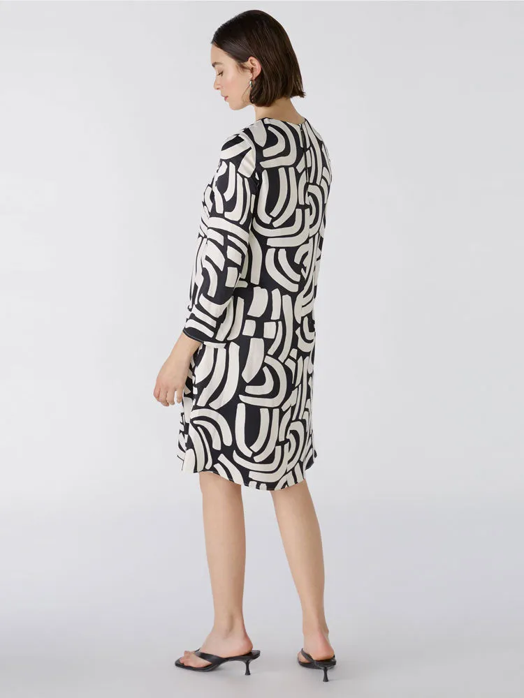 Oui Short Dress Black & Off White
