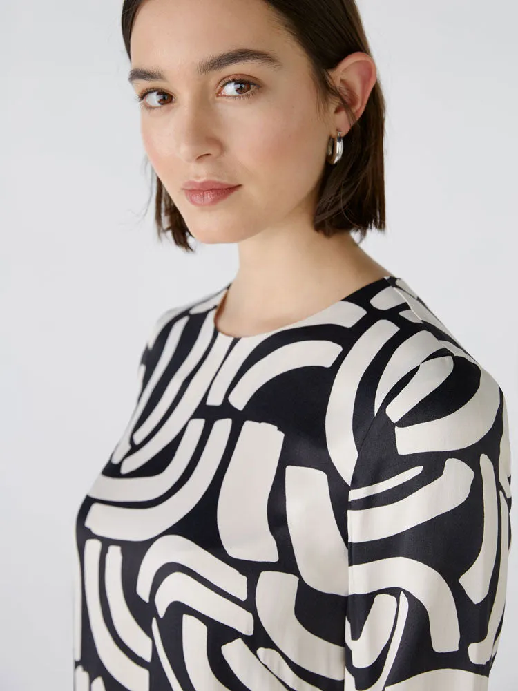 Oui Short Dress Black & Off White