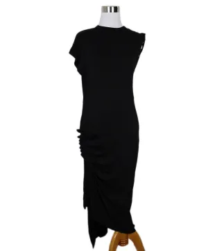 Paco Rabanne Black Gathered Cotton Dress sz 2
