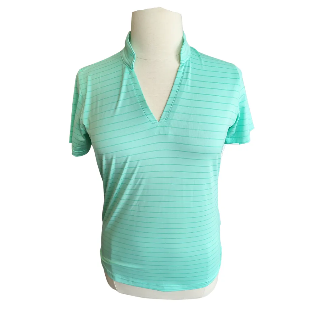 Pebble Beach Performance Golf Polo - Mint Stripe Size L