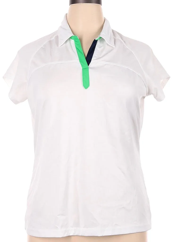 Pebble Beach White Short Sleeve Women's Golf Top w/Green Accents Size XL MSP$30