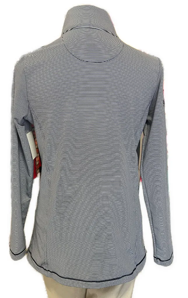 Peter Millar Women's Navy & Whiite Striped Pullover w/ Logo Size M MSP$130