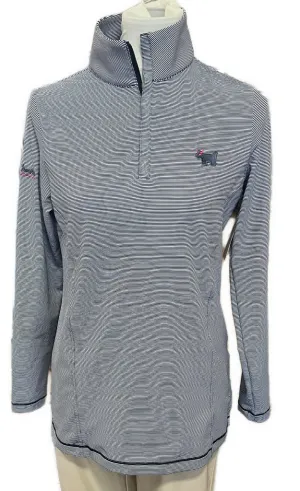 Peter Millar Women's Navy & Whiite Striped Pullover w/ Logo Size M MSP$130