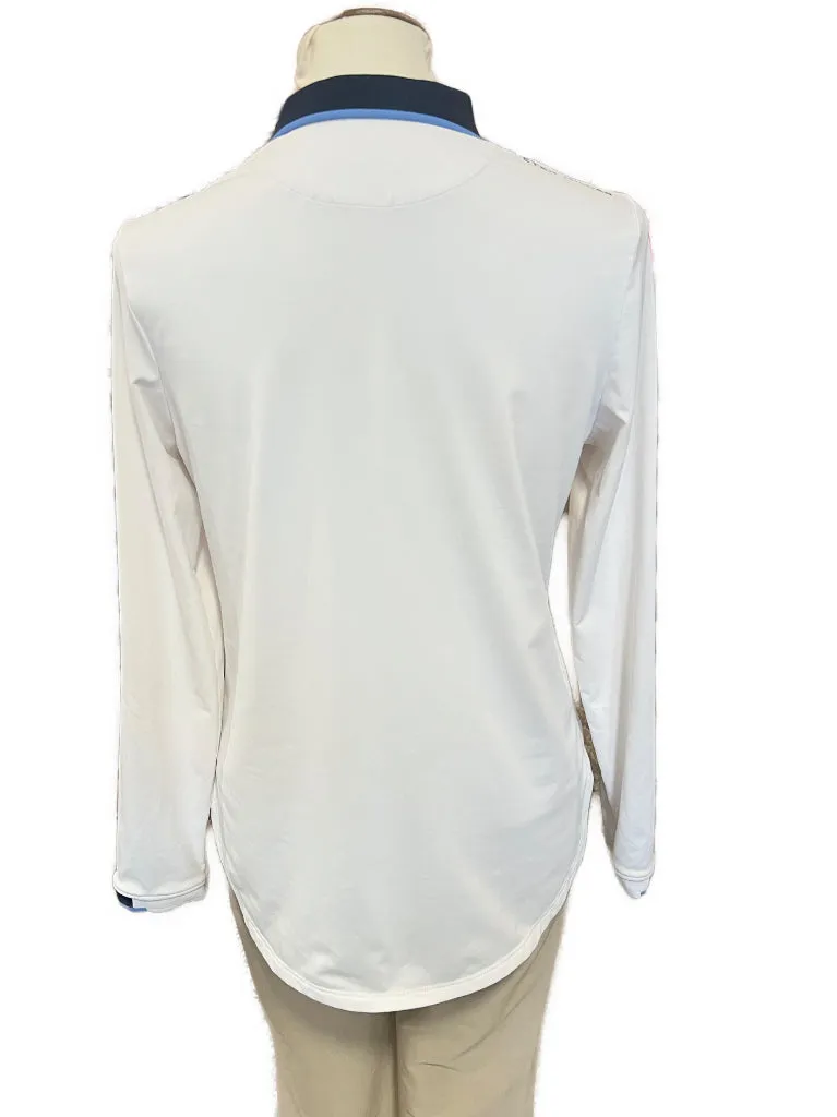 Peter Millar Women's White Long Sleeve Golf Polo w/ Logo  Size M MSP$120