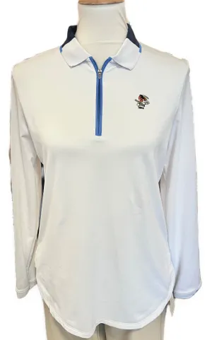 Peter Millar Women's White Long Sleeve Golf Polo w/ Logo  Size M MSP$120