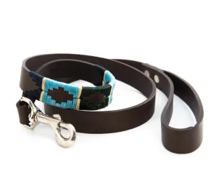 Pioneros Argentinian Gaucho Polo Leather Dog Lead Green Pale Blue Blue Navy