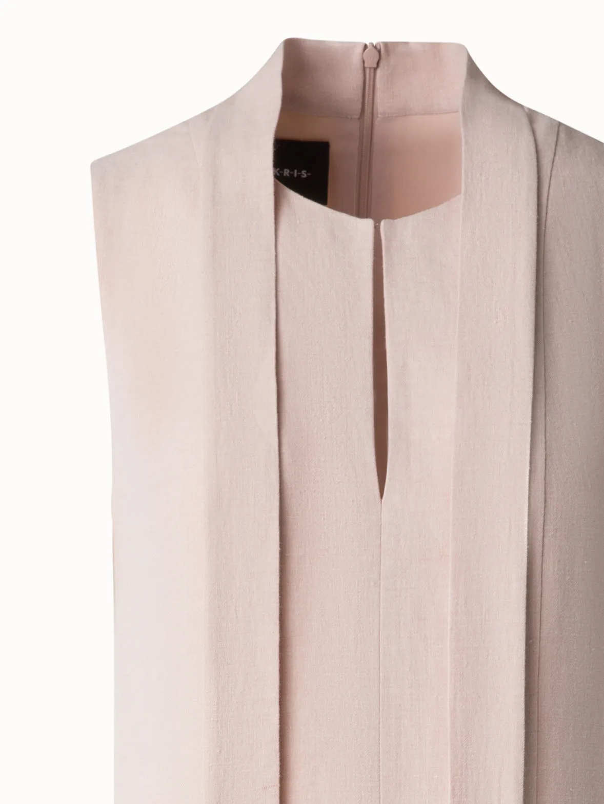 Pleated Midi Dress in a Linen Wool Blend 