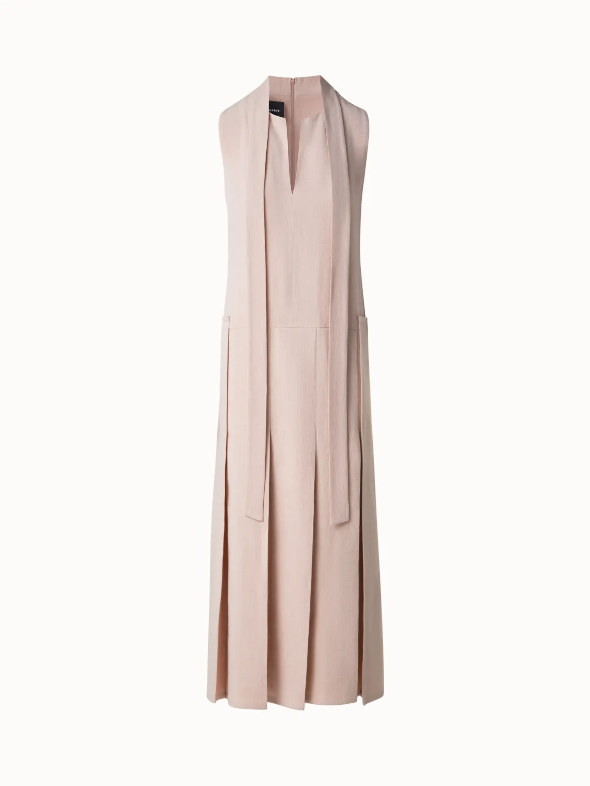 Pleated Midi Dress in a Linen Wool Blend 
