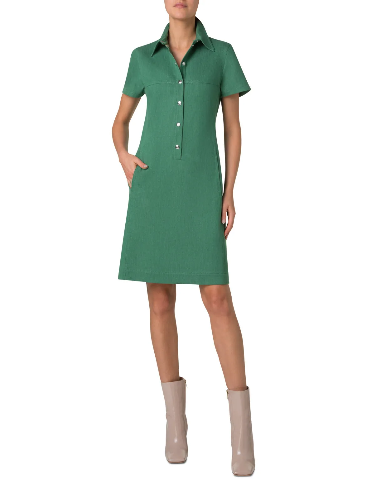 Polo Dress in Cotton Denim Stretch 