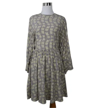 Prada Ivory & Grey Print Silk Dress sz 2