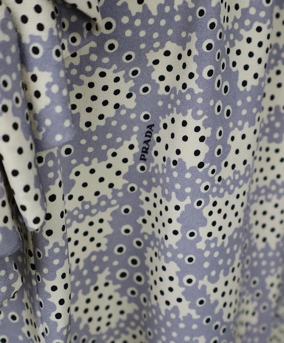 Prada Ivory & Grey Print Silk Dress sz 2