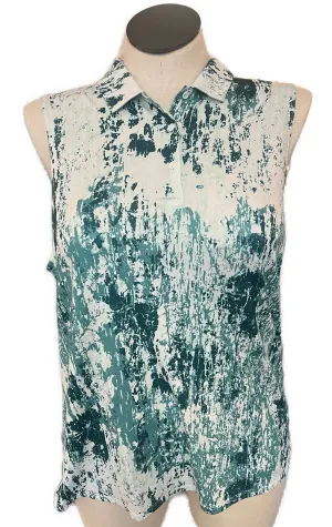 Puma Women's White & Green Print Sleeveless Golf Polo Size XL MSP$60