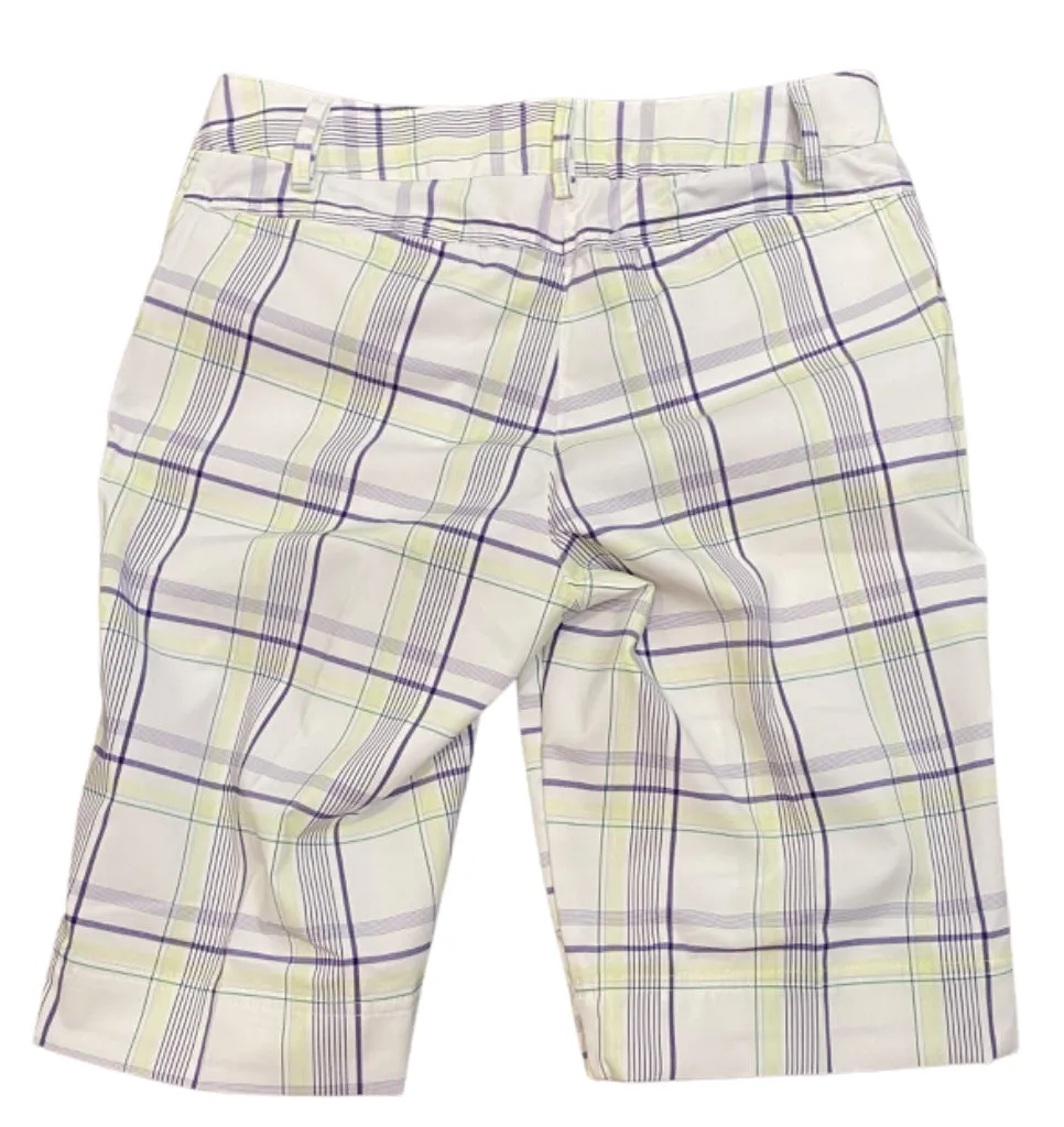 Puma Women's White Purple & Green Plaid Shorts Size 2 MSP$65