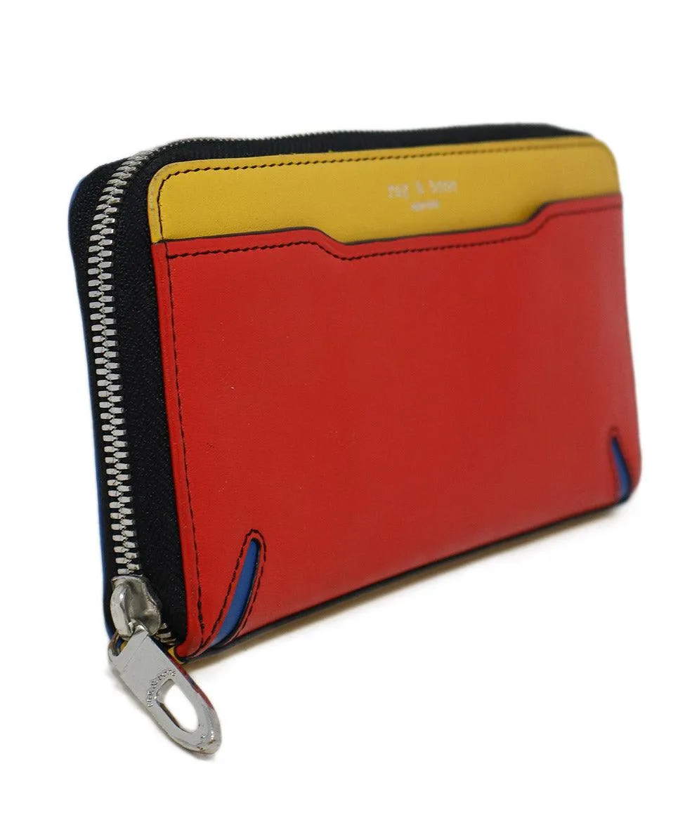 Rag & Bone Red Yellow & Blue Leather Wallet