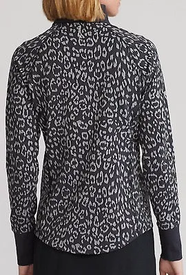 Ralph Lauren Black & Gray Animal Print 1/4 Zip Women's Pullover Size XXL