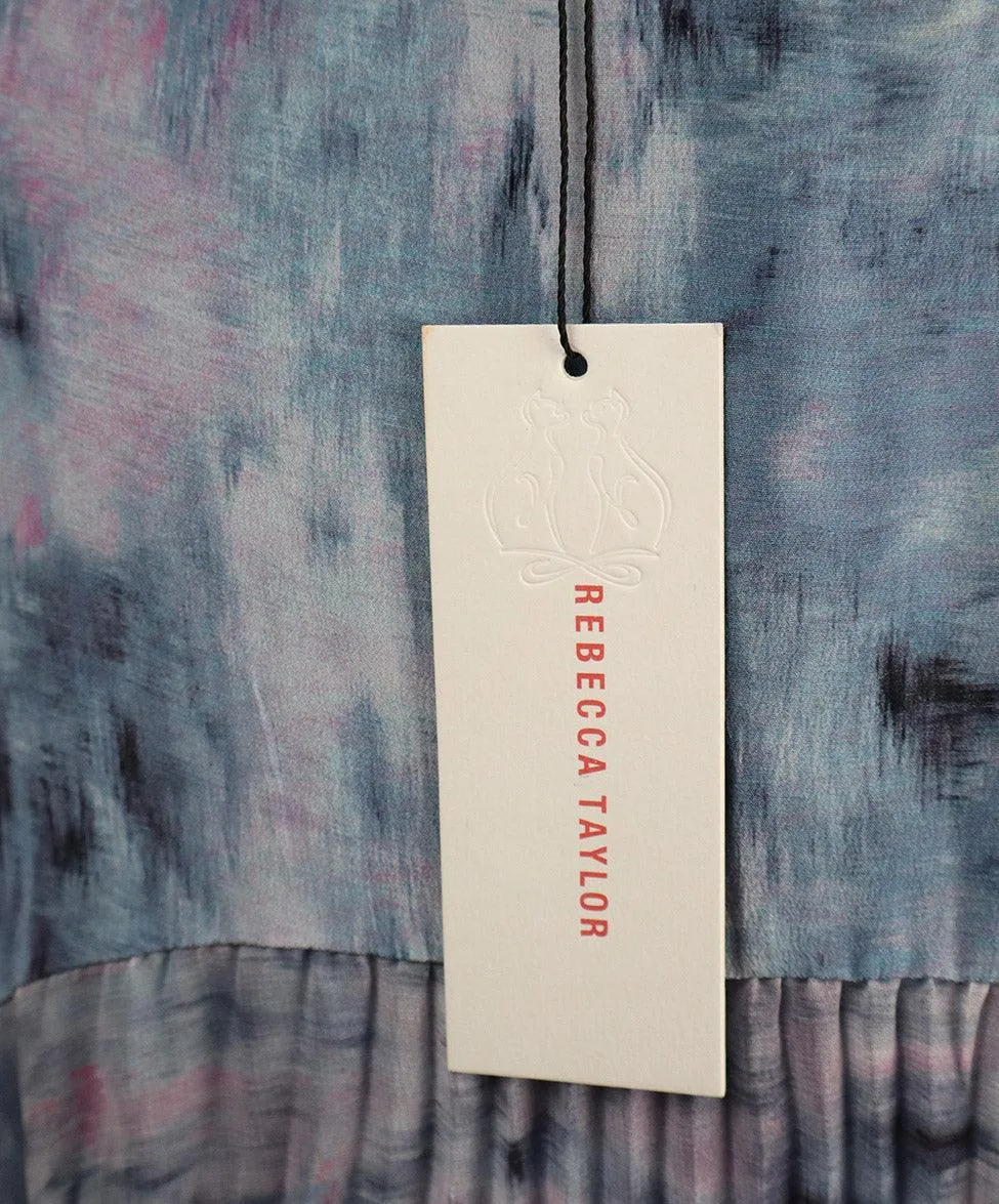 Rebecca Taylor Blue & Purple Print Silk Dress sz 6