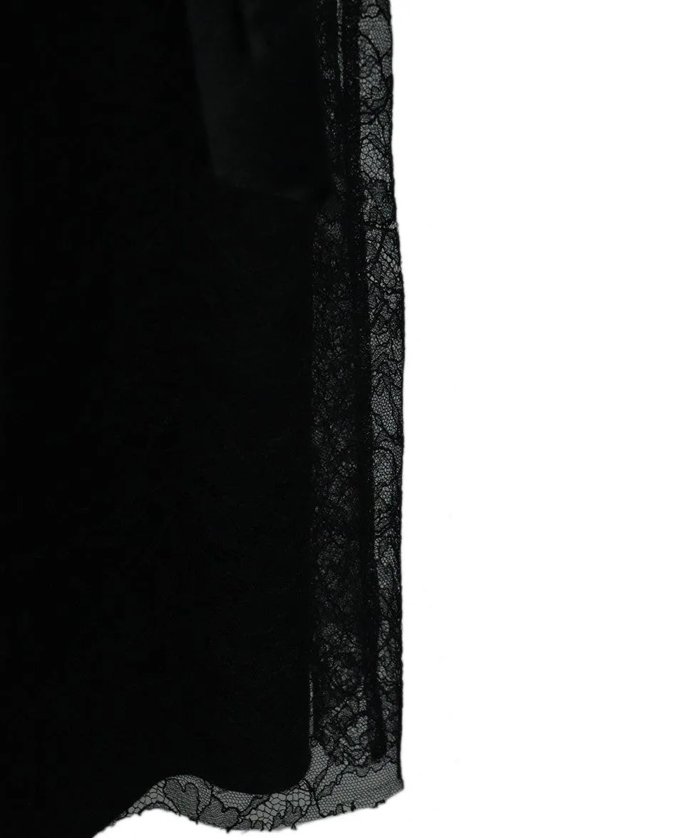 Red Valentino Black Lace & Satin Trim Dress sz 12