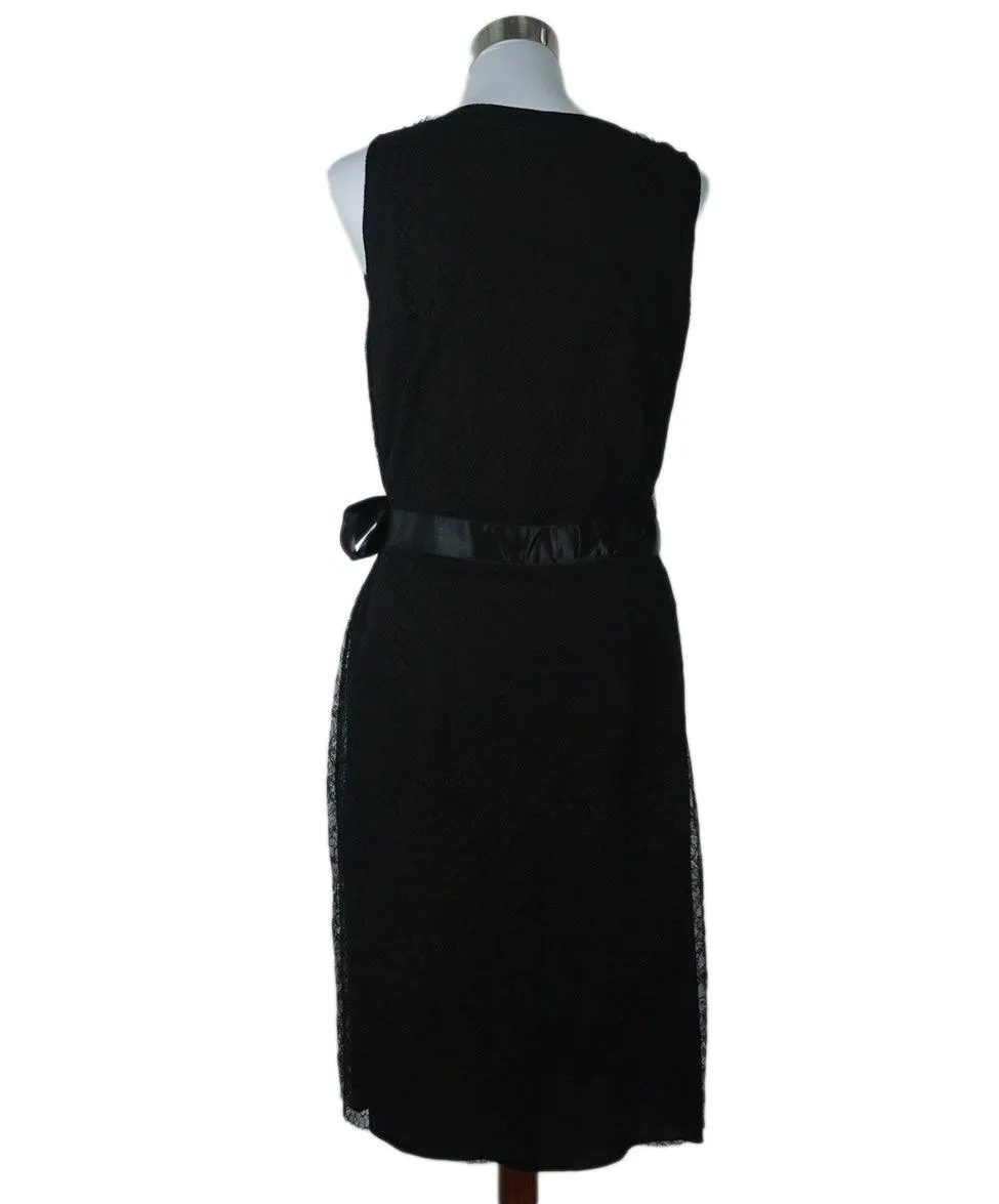 Red Valentino Black Lace & Satin Trim Dress sz 12