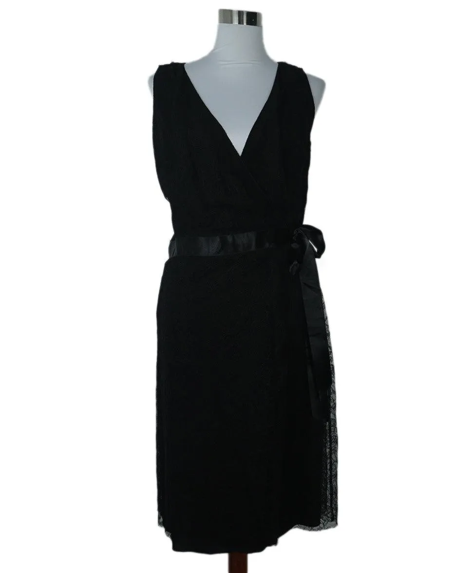 Red Valentino Black Lace & Satin Trim Dress sz 12