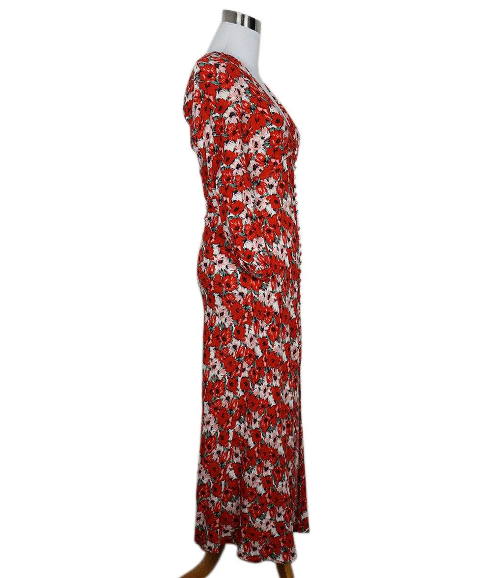RIXO Red & Pink Floral Print Dress sz 0