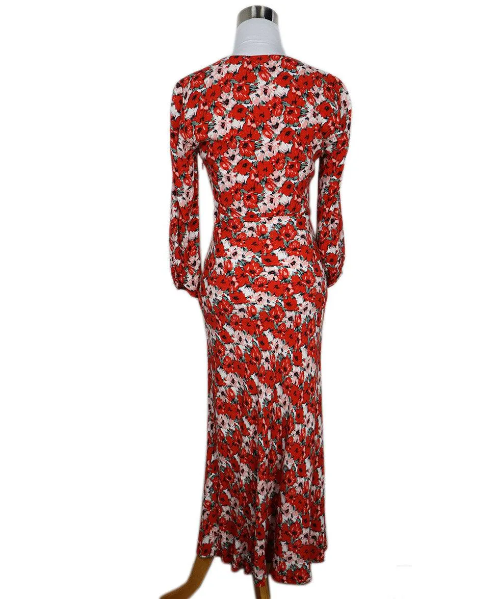 RIXO Red & Pink Floral Print Dress sz 0