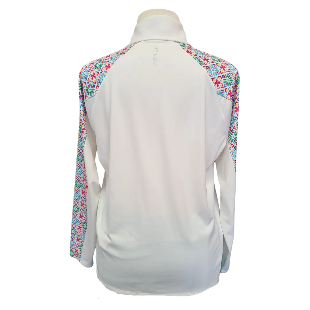 RLX Ralph Lauren Women's White Golf Pullover Mosaic Print Accents Size XXL MSP$148