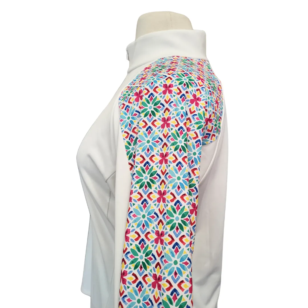 RLX Ralph Lauren Women's White Golf Pullover Mosaic Print Accents Size XXL MSP$148