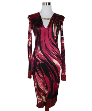 Roberto Cavalli Magenta & Black Print Dress sz 2