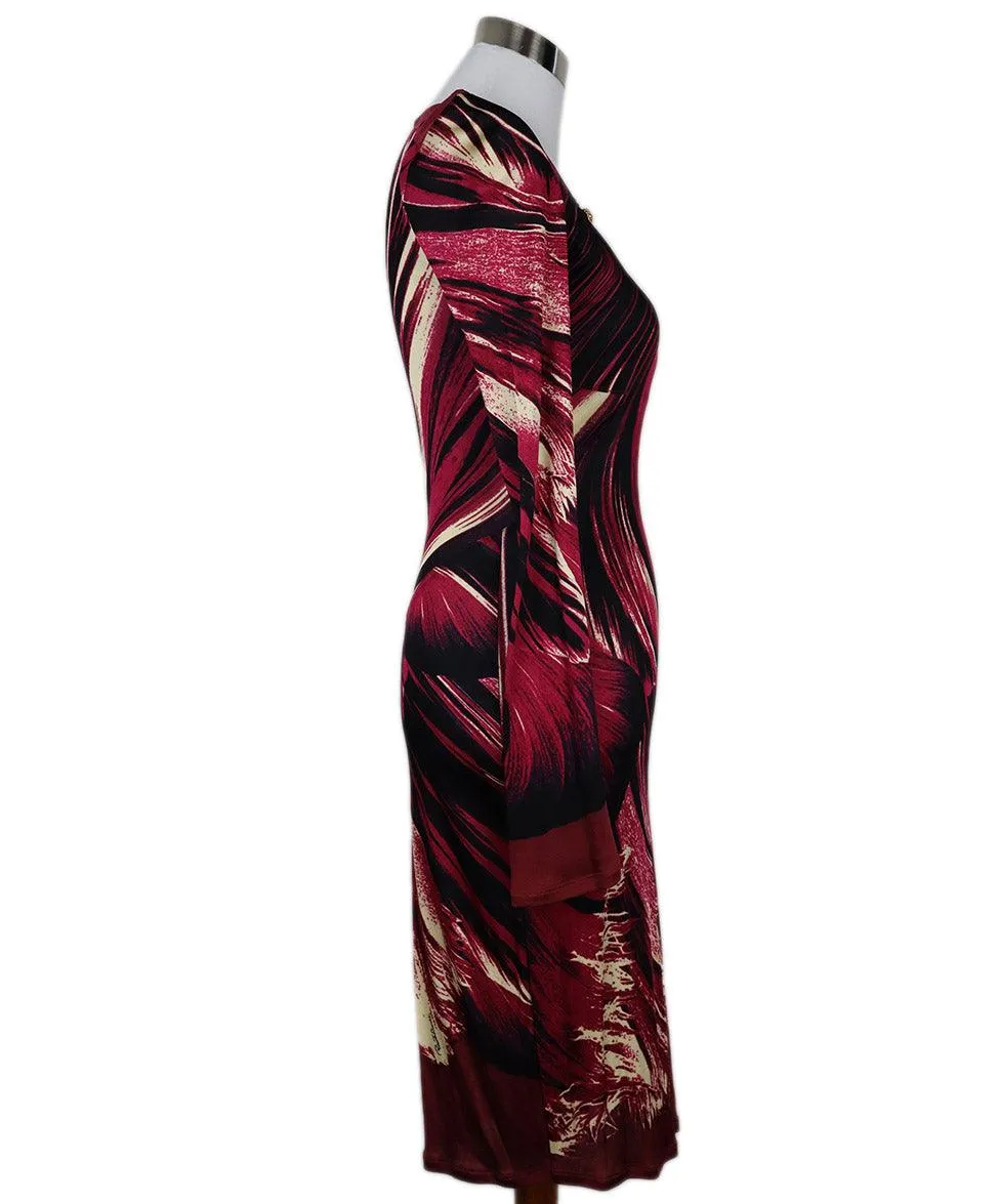 Roberto Cavalli Magenta & Black Print Dress sz 2