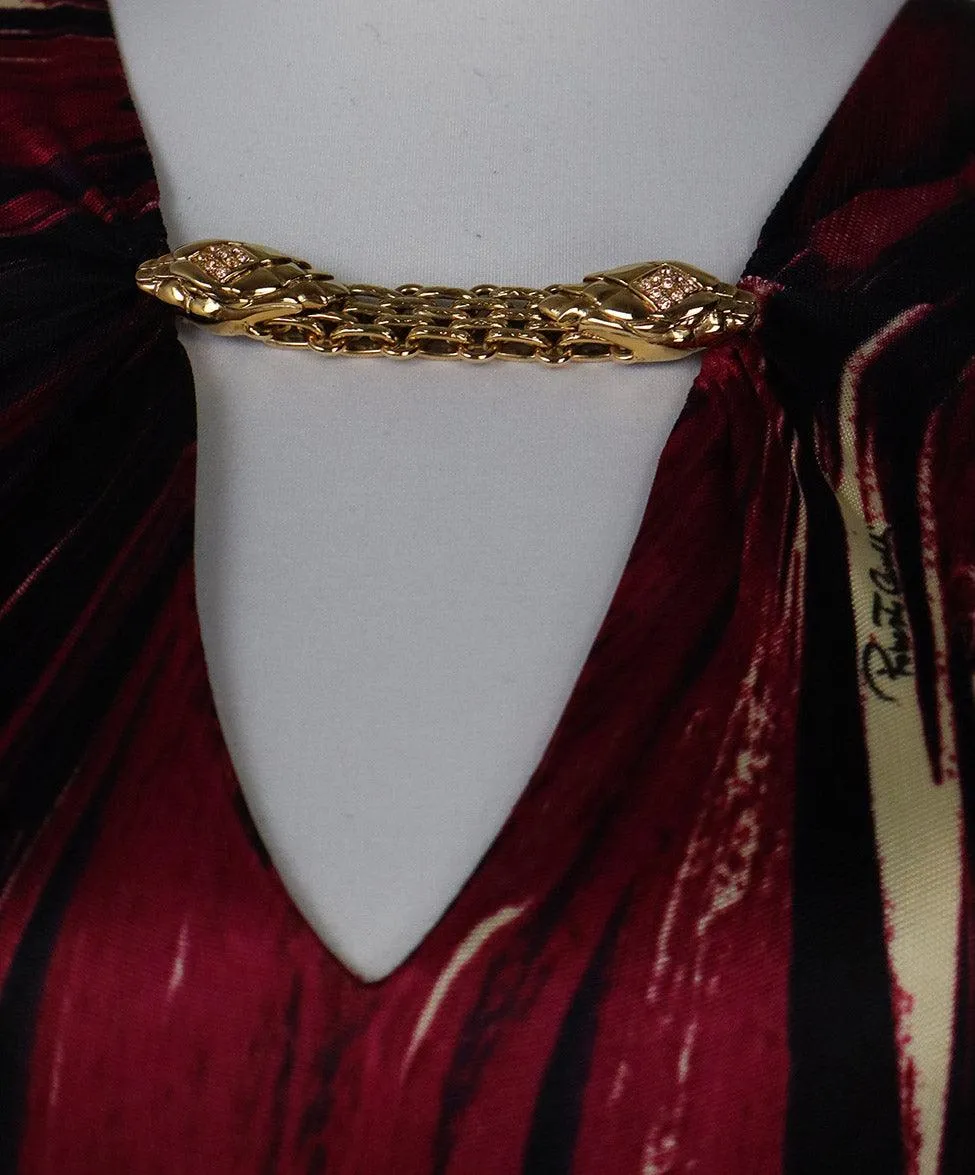 Roberto Cavalli Magenta & Black Print Dress sz 2