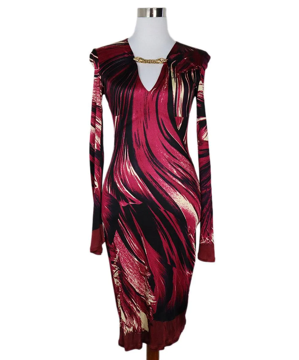 Roberto Cavalli Magenta & Black Print Dress sz 2