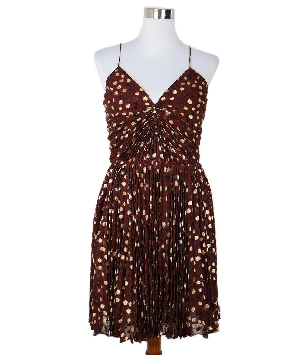 Saint Laurent Burgundy & Gold Lurex Dress sz 4