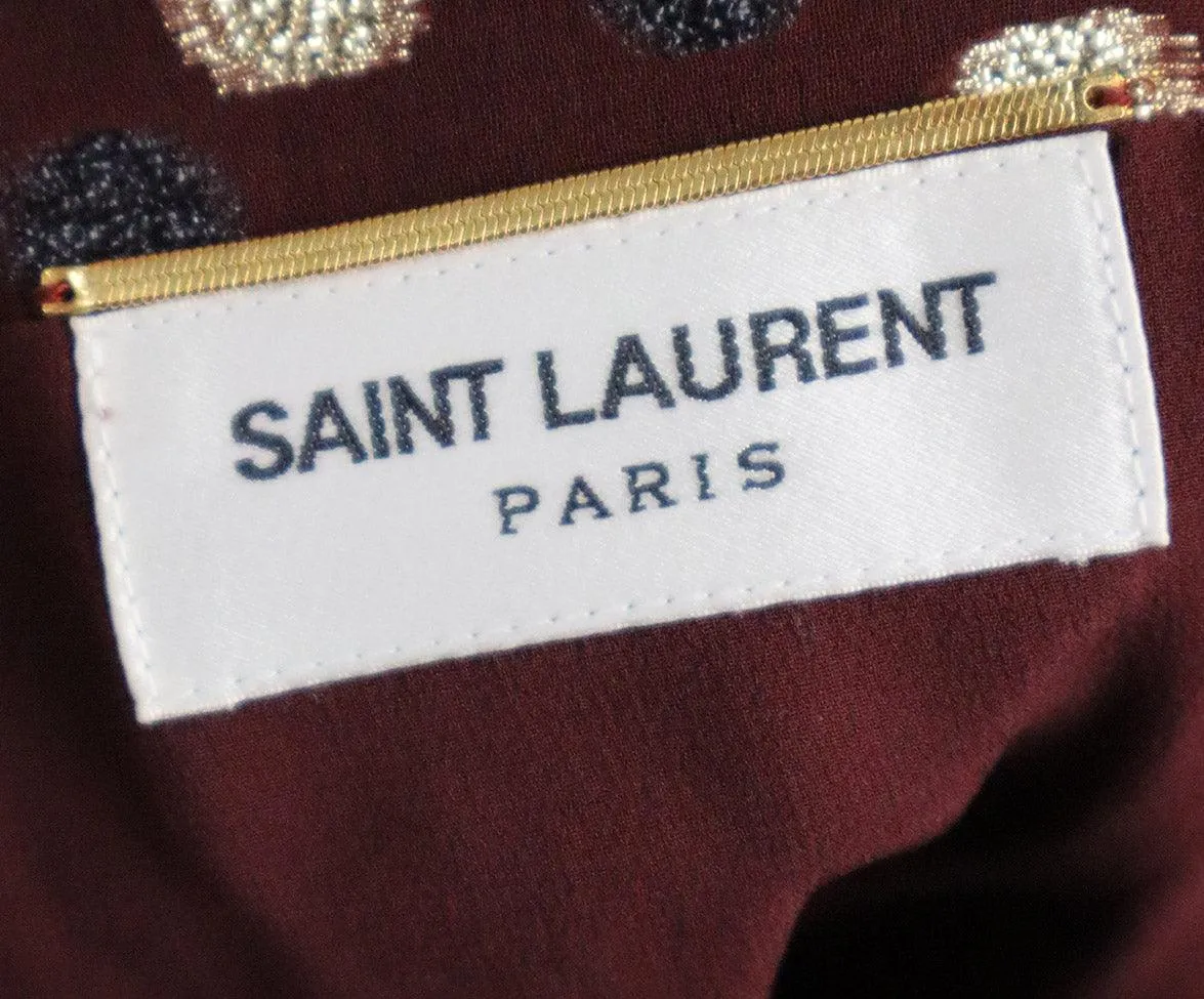 Saint Laurent Burgundy & Gold Lurex Dress sz 4