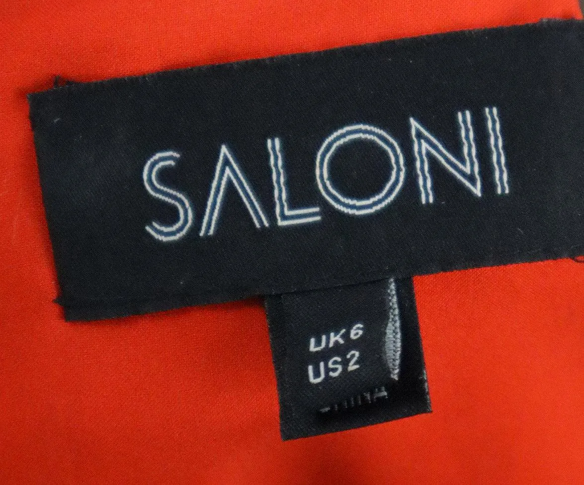 Saloni Long Red Floral Print Silk Dress sz 6